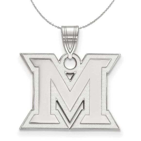Sterling Silver Miami U Medium Initial M Necklace - 24 Inch - Picture 1 of 8